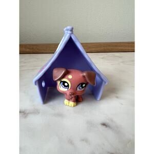 Littlest Pet Shop Jack Russell Terrier Dog Pet #1475 with Purple Tent Hasbro